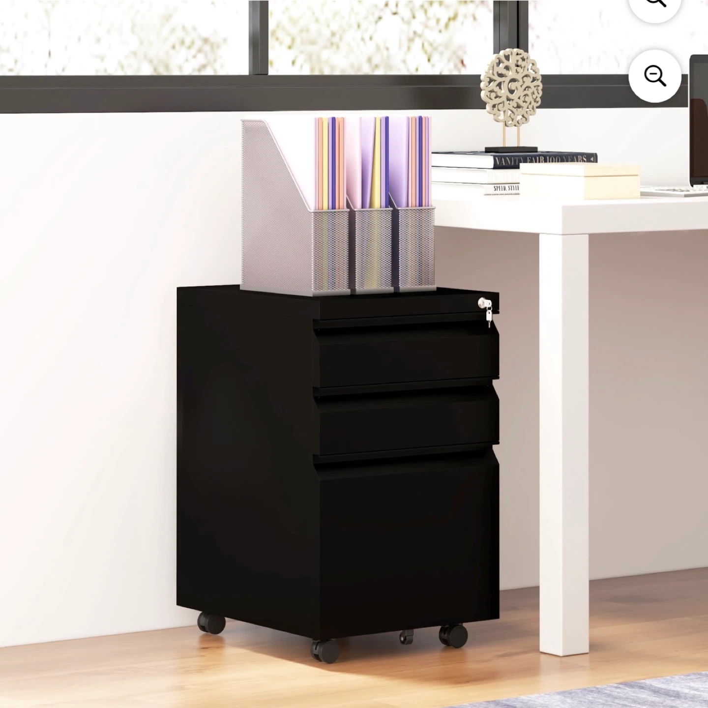 Steel 3-Drawer File Cabinet with Lock, Integrated Handles a - photo 2