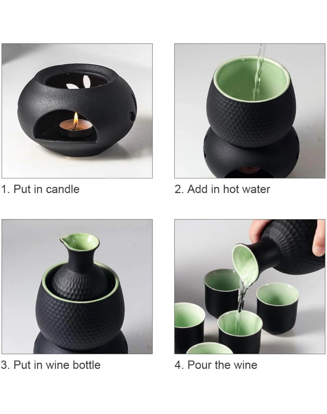Ceramic Sake Set with Warmer - photo 4