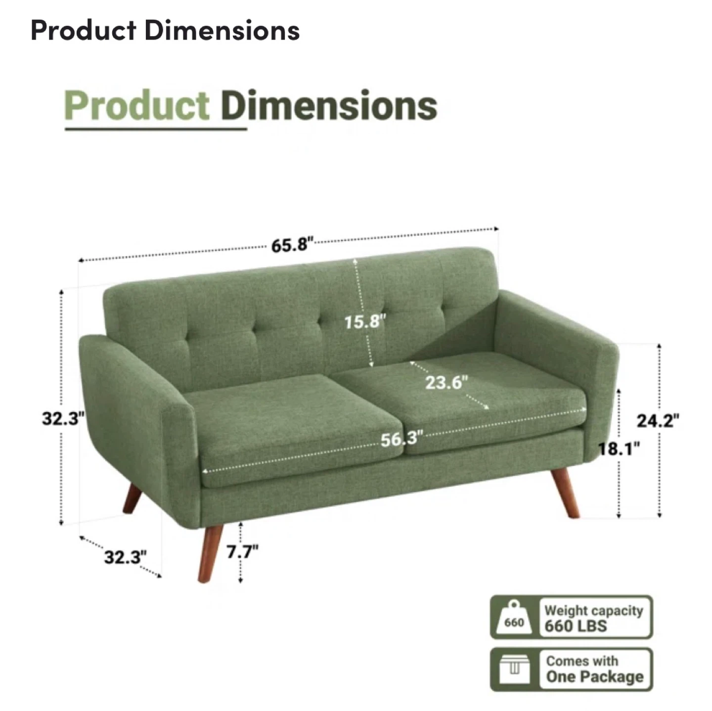 Salmon Pink Loveseat Sofa with Wood Legs - photo 5