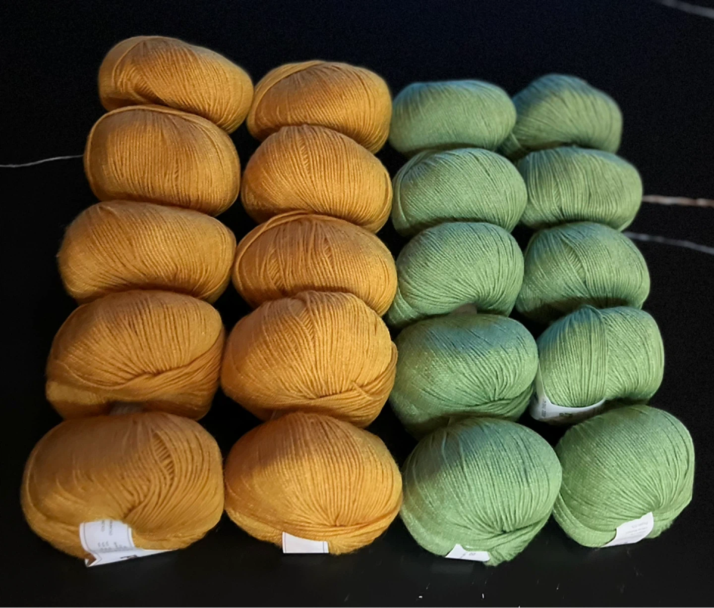 20 Balls of Yarn - Mustard Yellow and Sage Green
