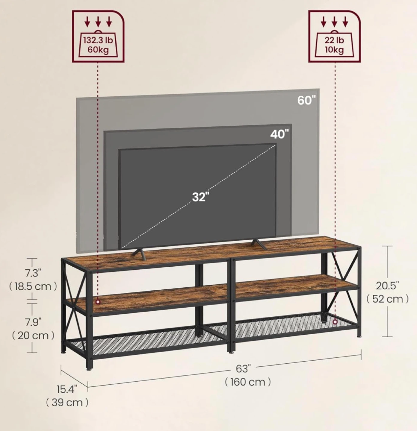 Rustic TV Stand - 63" Wide - Pick Up Only - photo 3