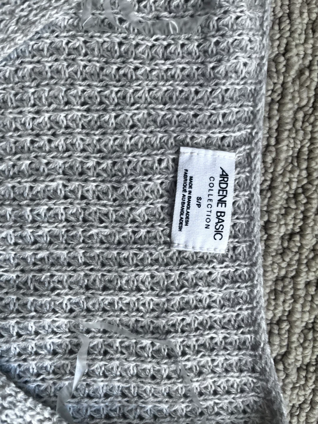 ARDENE BASIC Grey Waffle Knit V-Neck Sweater - photo 2