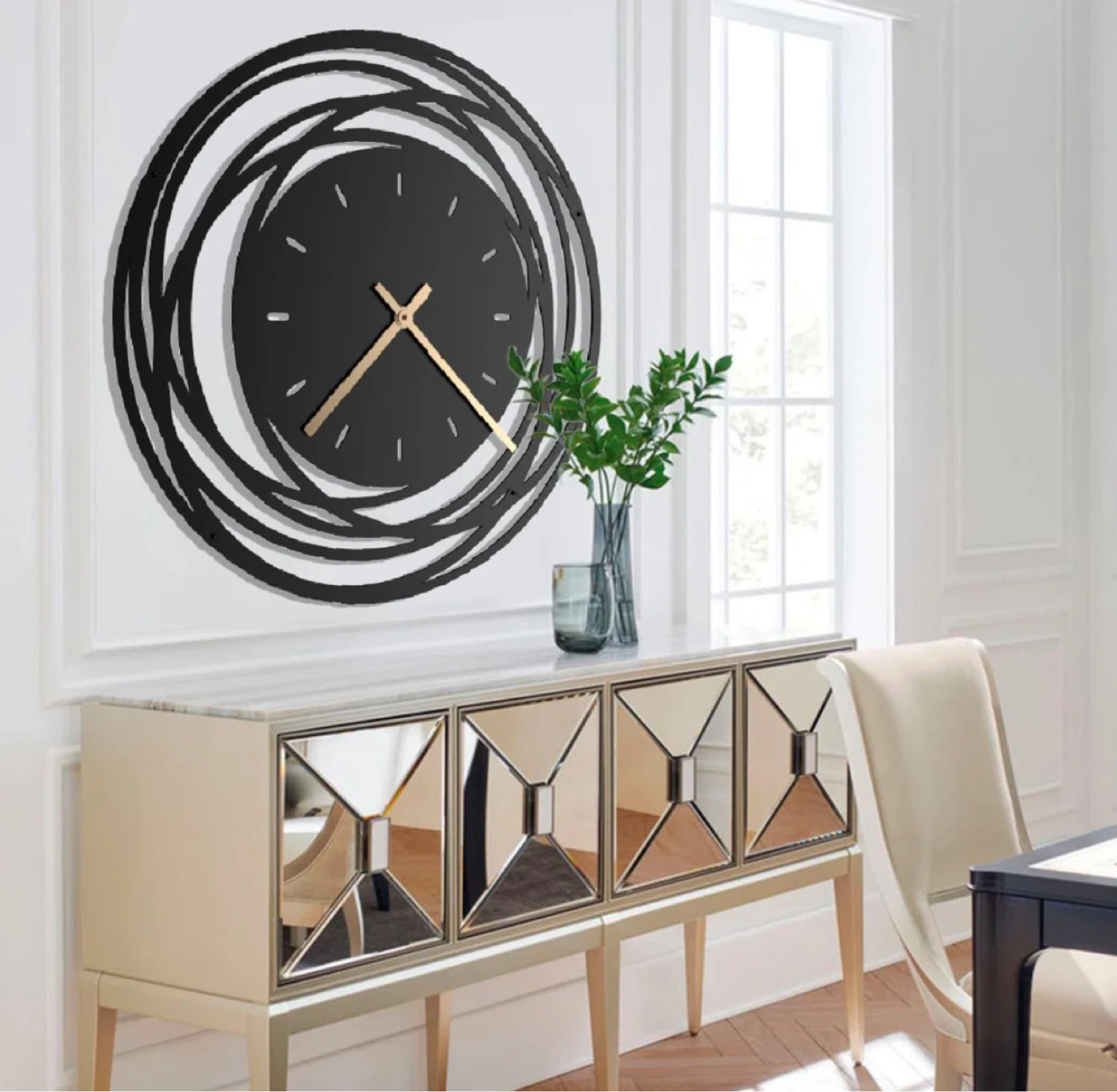 Modern Black Metal Wall Clock - photo 2