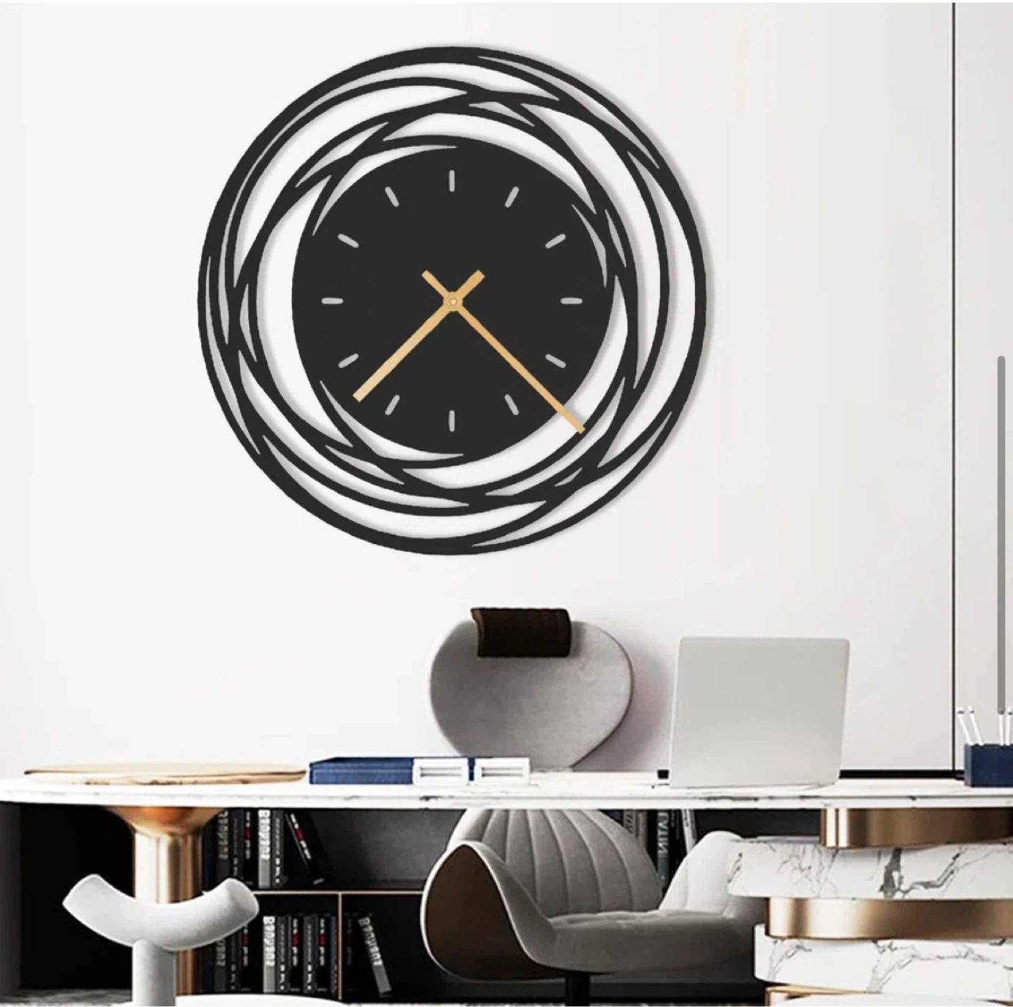 Modern Black Metal Wall Clock - photo 4