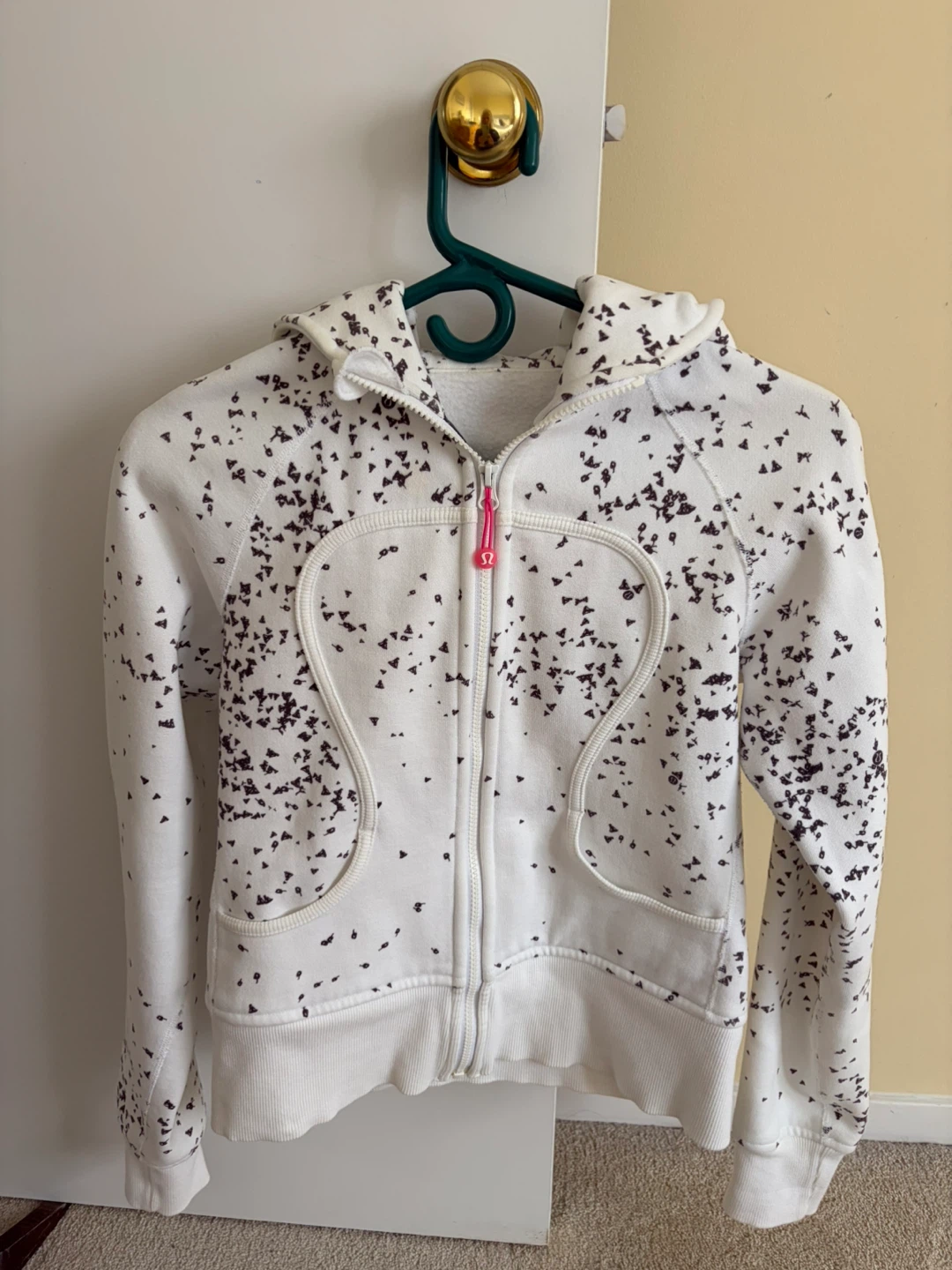 Lululemon Hoodie Full Zip White Speckled Pattern Women's Size 4