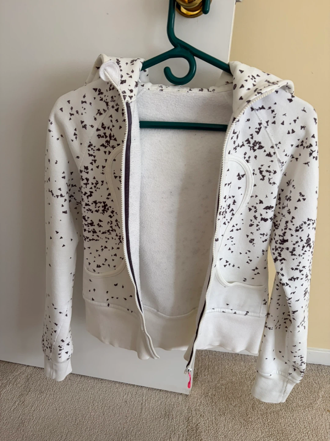 Lululemon Hoodie Full Zip White Speckled Pattern Women's Size 4 - photo 3