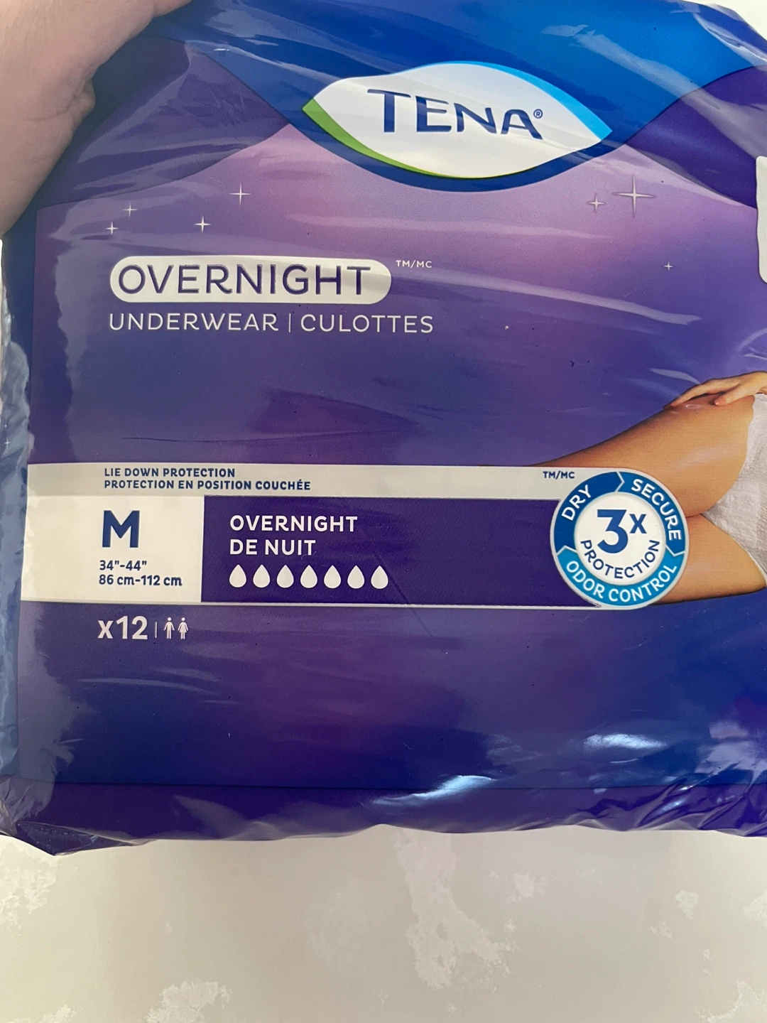 TENA Overnight Underwear - Size M (12 count)