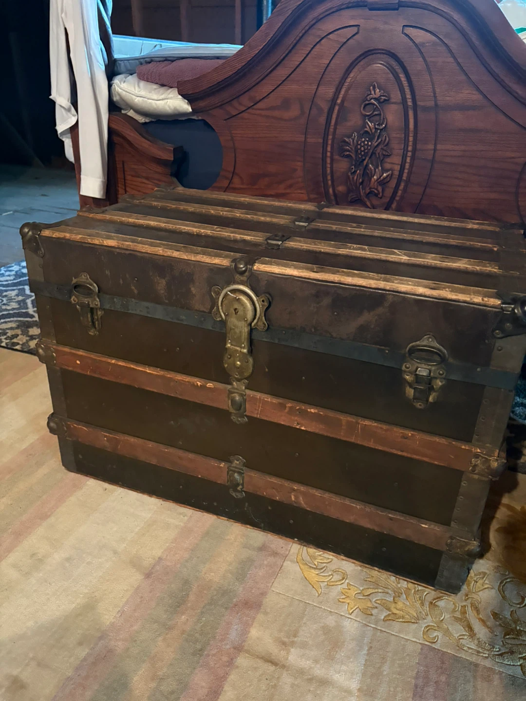 Vintage Steamer Trunk Dresser Storage Chest