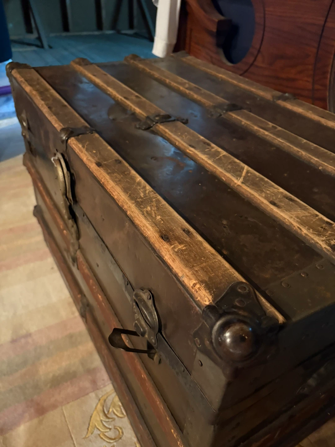 Vintage Steamer Trunk Dresser Storage Chest - photo 2