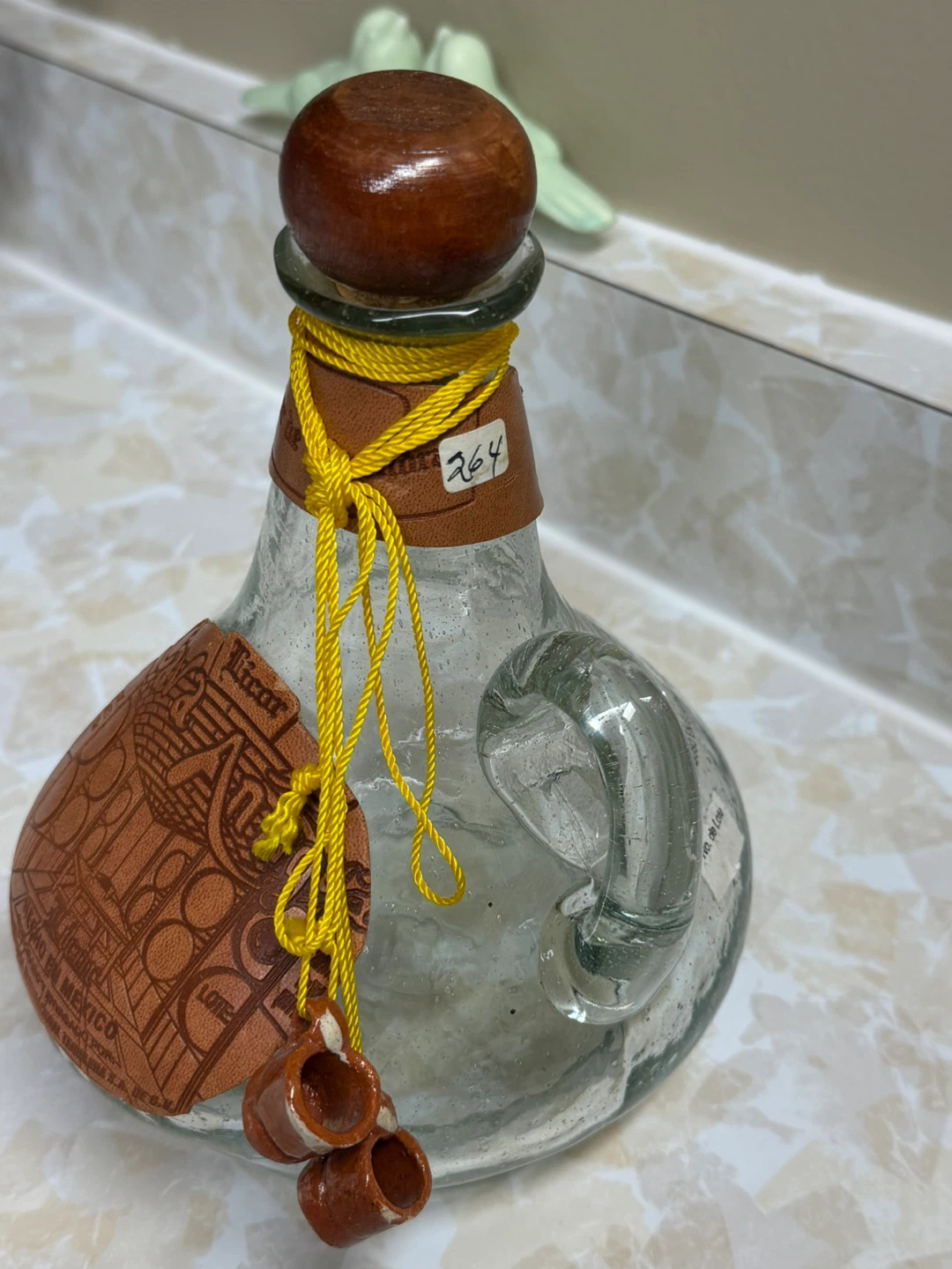 Old glass tequila liquor bottle - photo 3