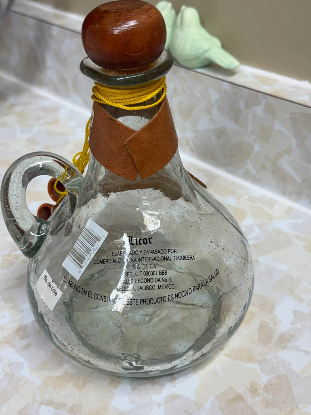 Old glass tequila liquor bottle - photo 5