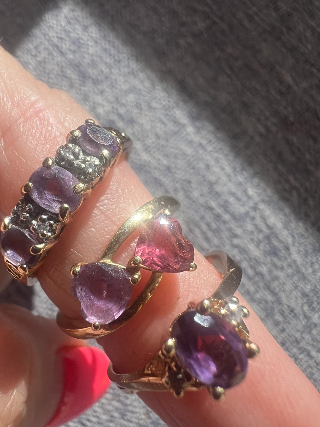 10 k Gold Rings with Amethyst and Diamonds - photo 3