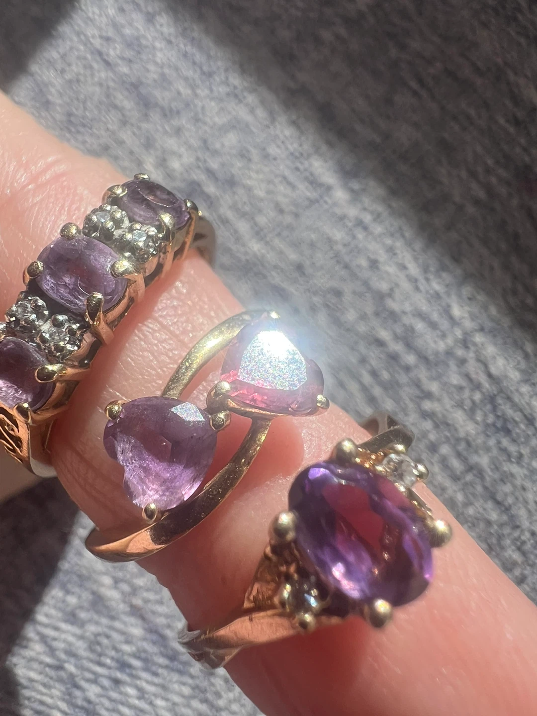10 k Gold Rings with Amethyst and Diamonds - photo 4