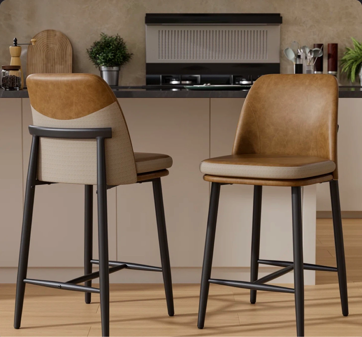 Brown Counter Height Bar Stools (Set of 2)