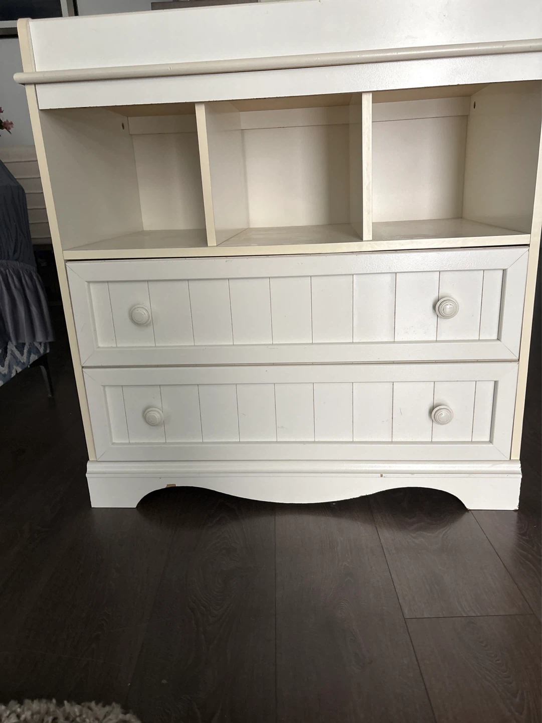 White Changing Table Dresser with Shelves