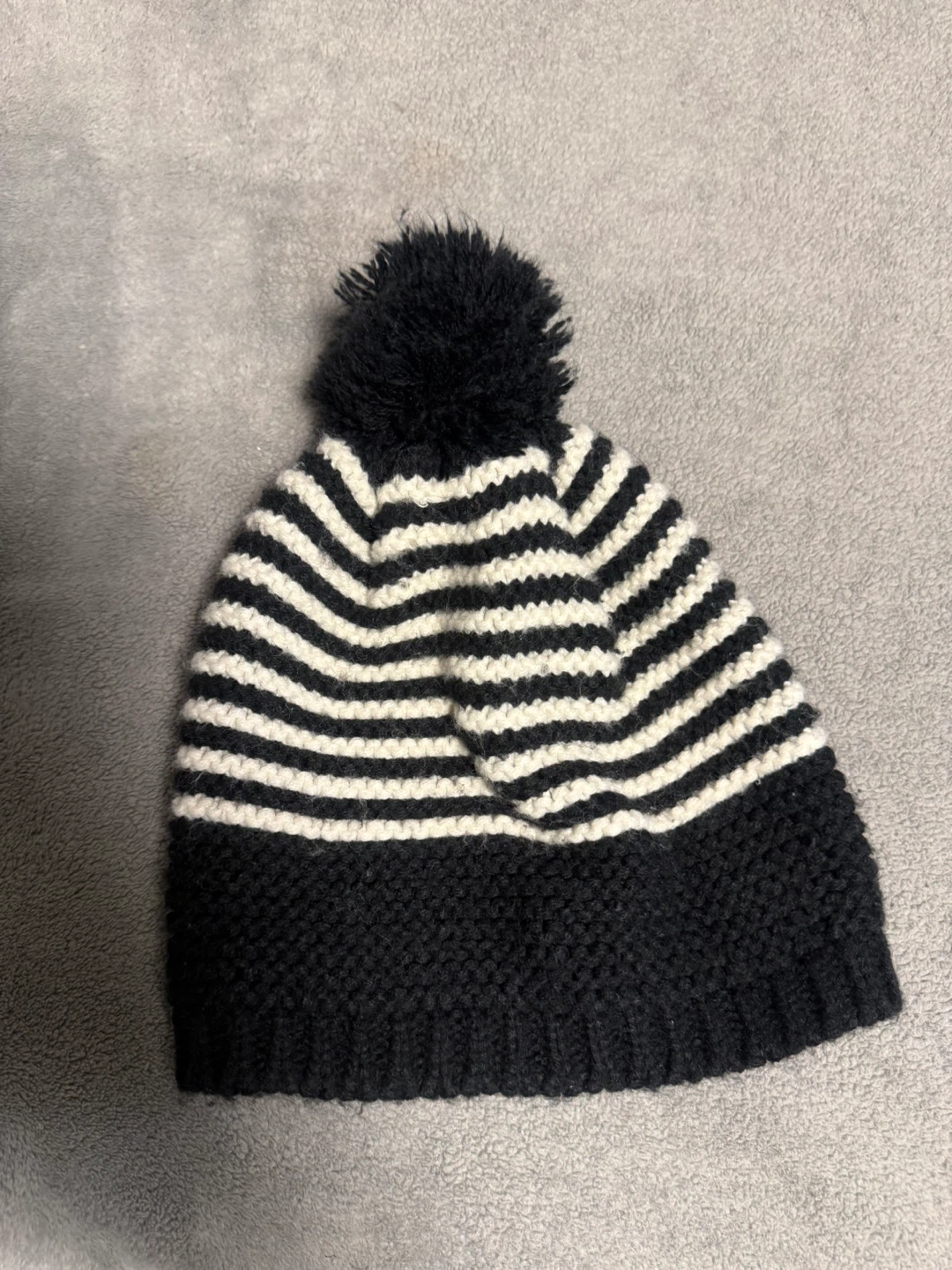 Striped Beanie with Pom Pom