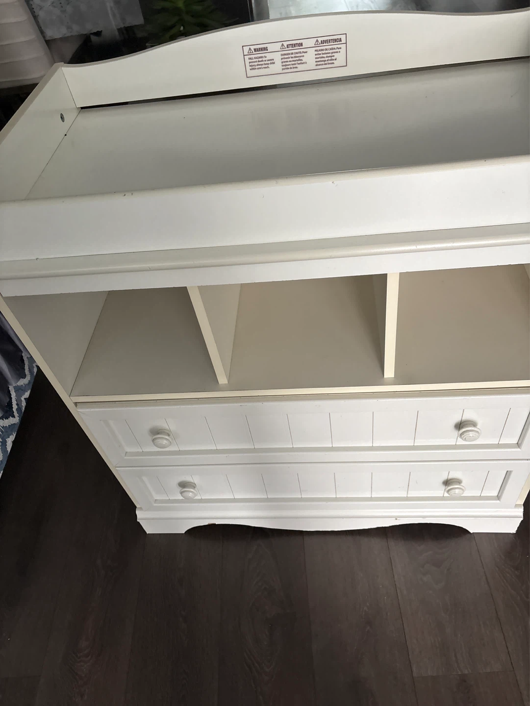 White Changing Table Dresser with Shelves - photo 2