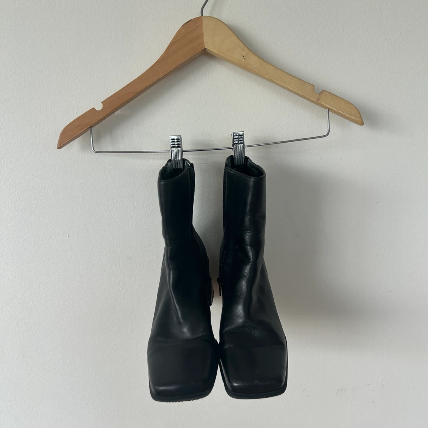 Black Square Toe Heeled Boots - Size 10M - photo 2