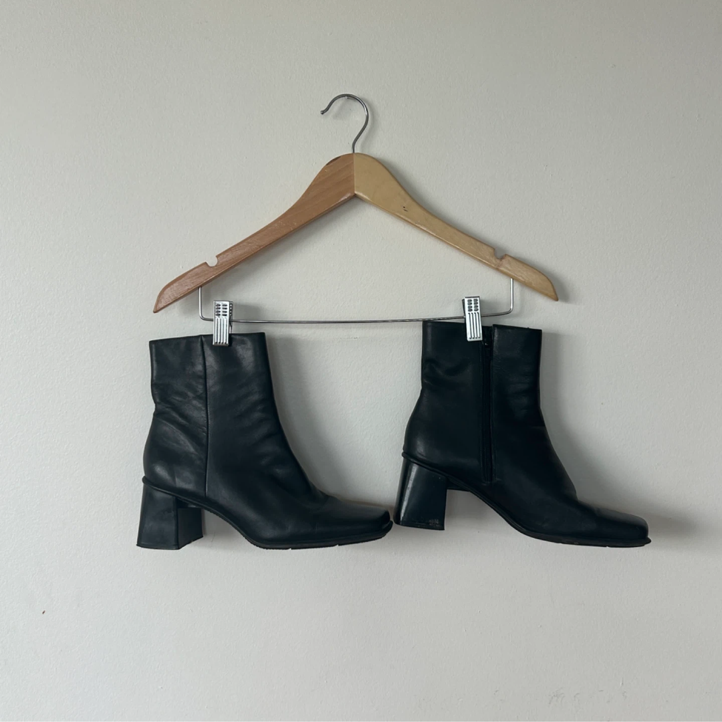 Black Square Toe Heeled Boots - Size 10M - photo 3