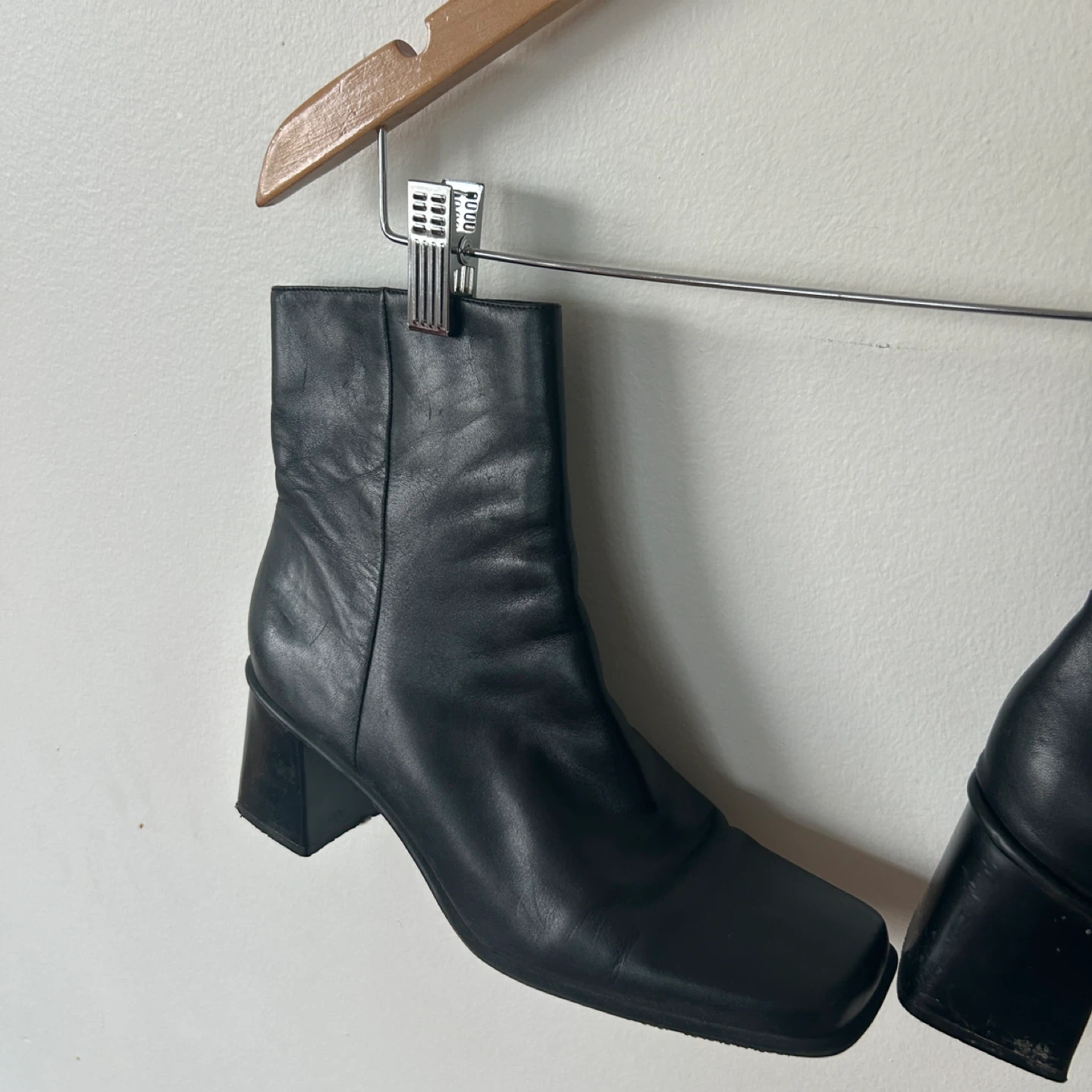 Black Square Toe Heeled Boots - Size 10M - photo 4