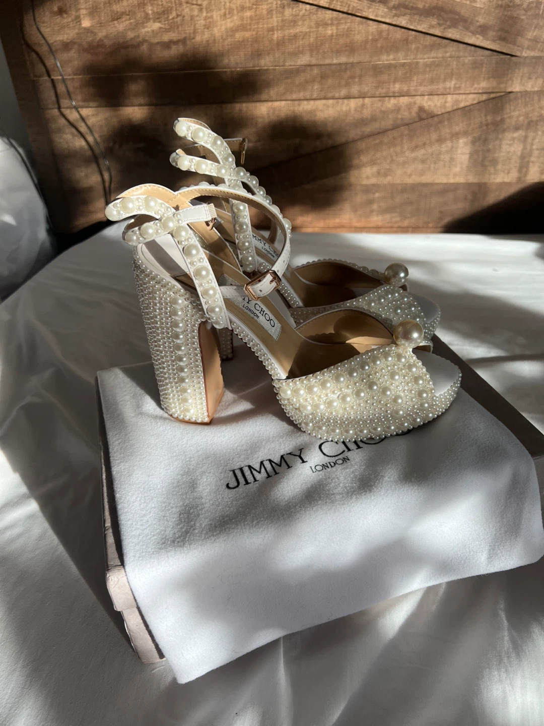 Pearl Embellished Platform Heels - photo 3