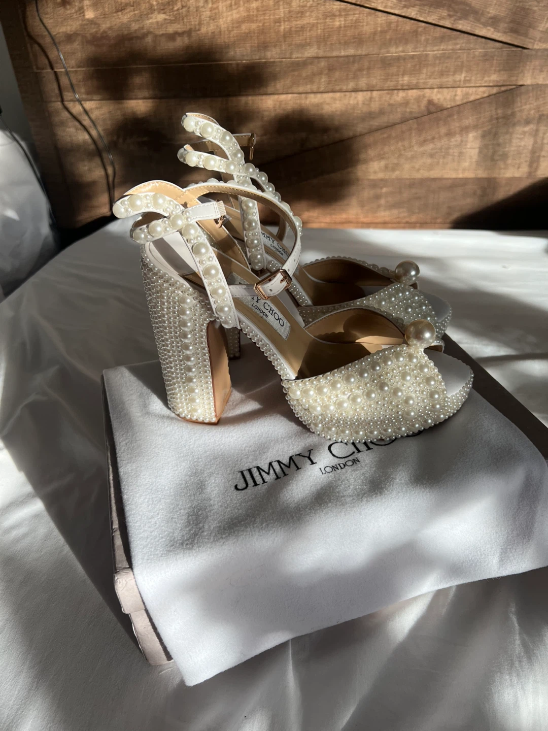 Pearl Embellished Platform Heels - photo 4