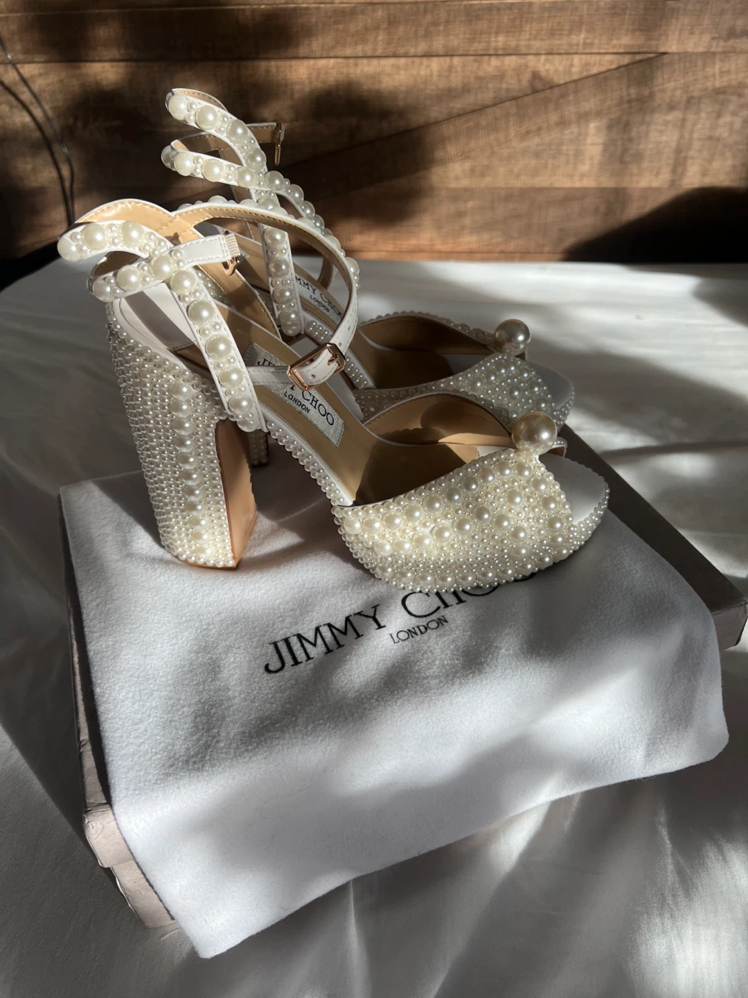 Pearl Embellished Platform Heels - photo 5