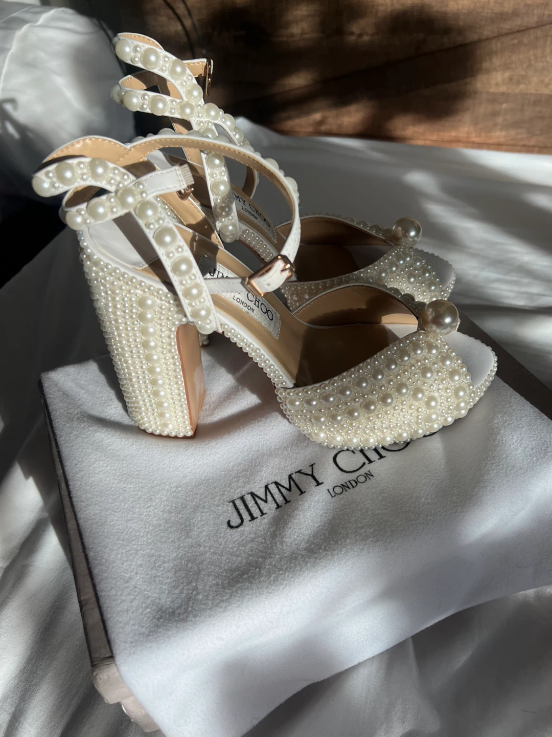 Pearl Embellished Platform Heels - photo 2