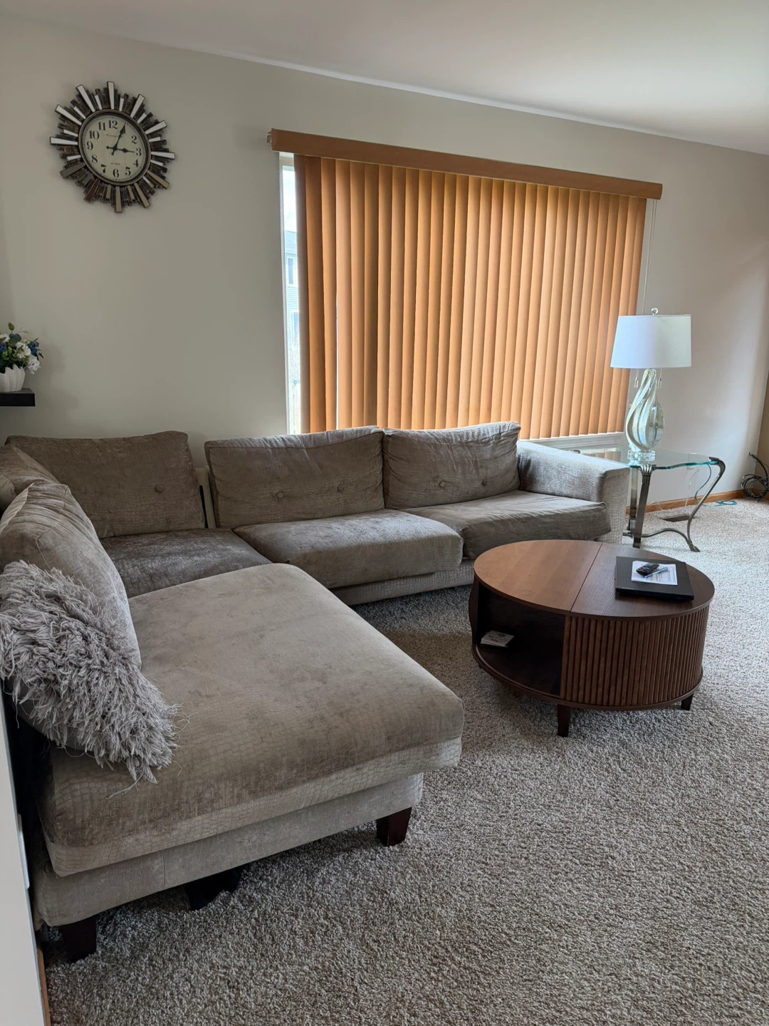 Taupe Sectional Sofa with Chaise