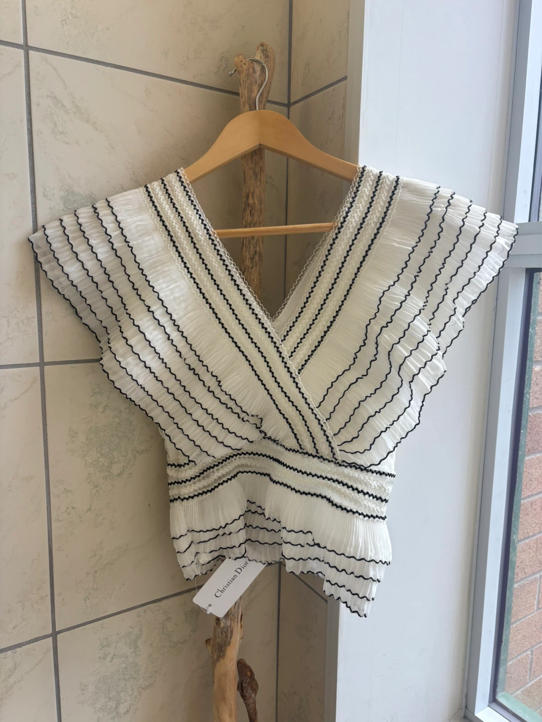 Christian Dior White Top with Black Trim