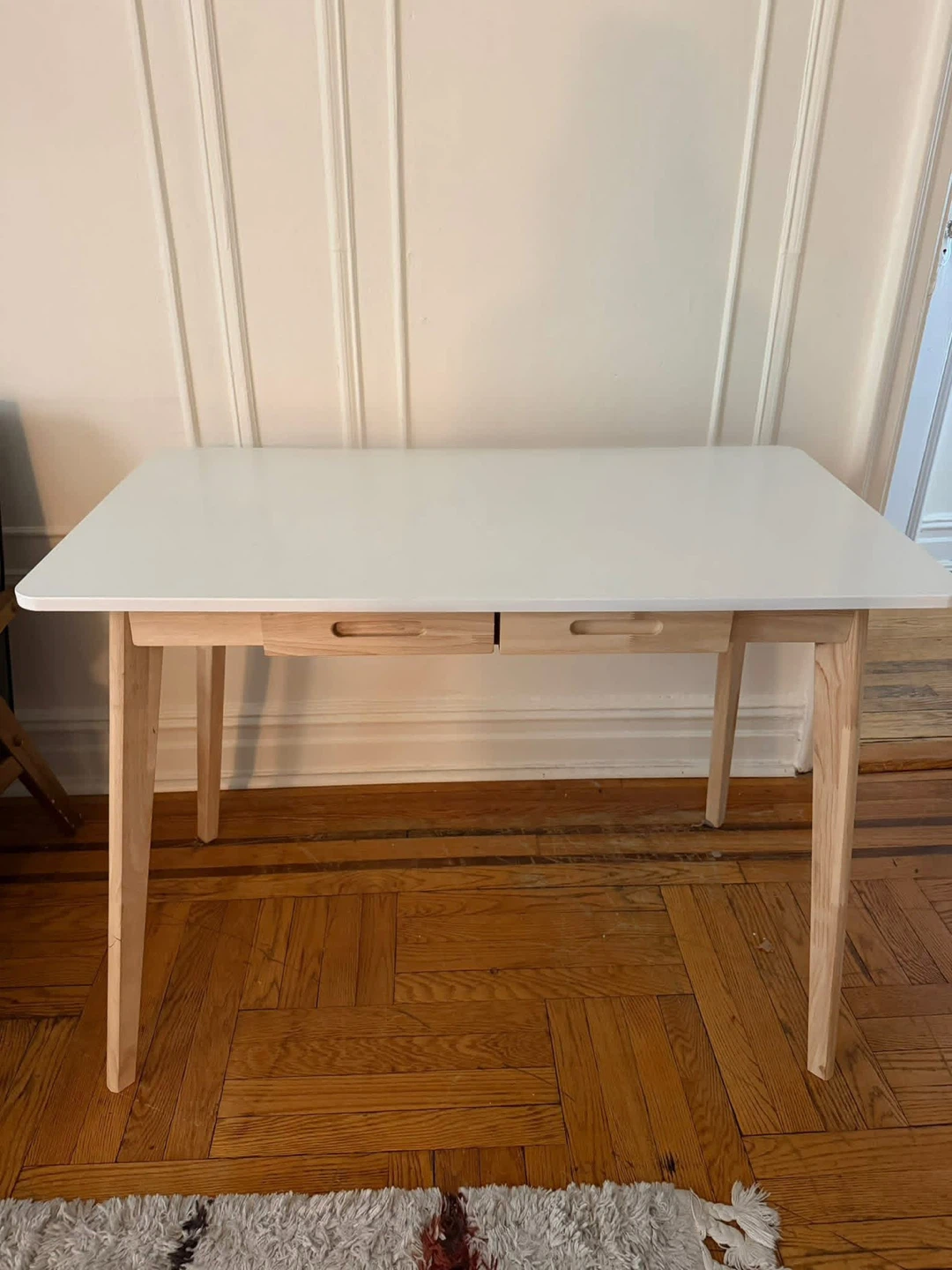 White Writing Desk with Two Drawers