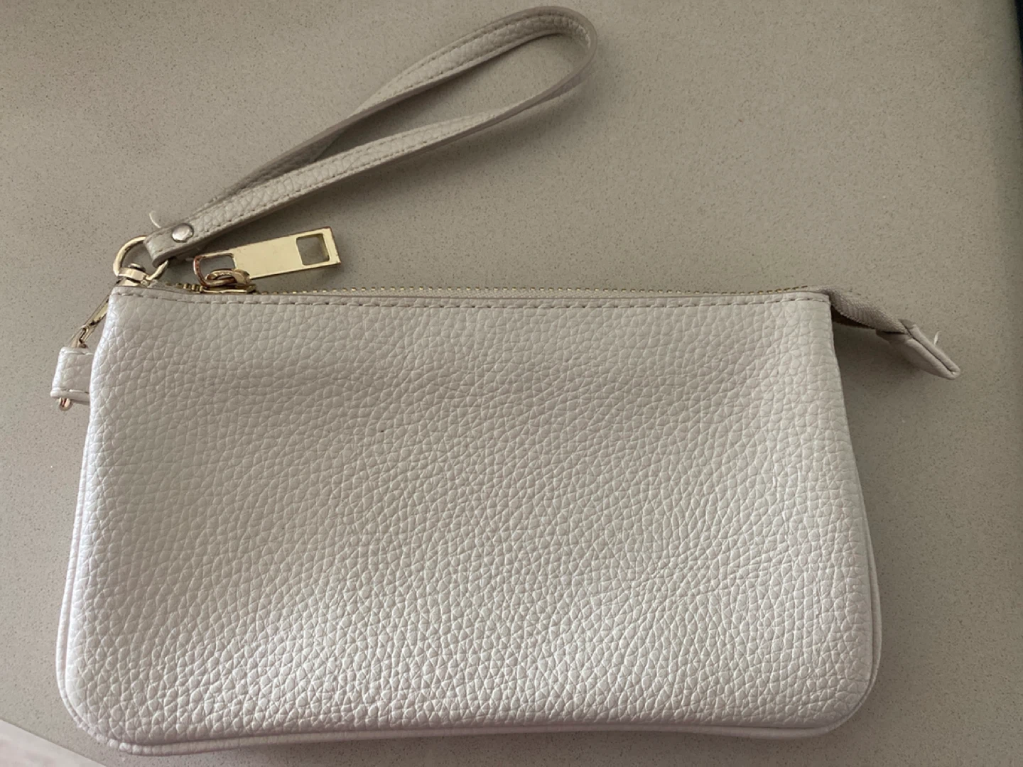 Light Grey Faux Leather Wristlet Clutch