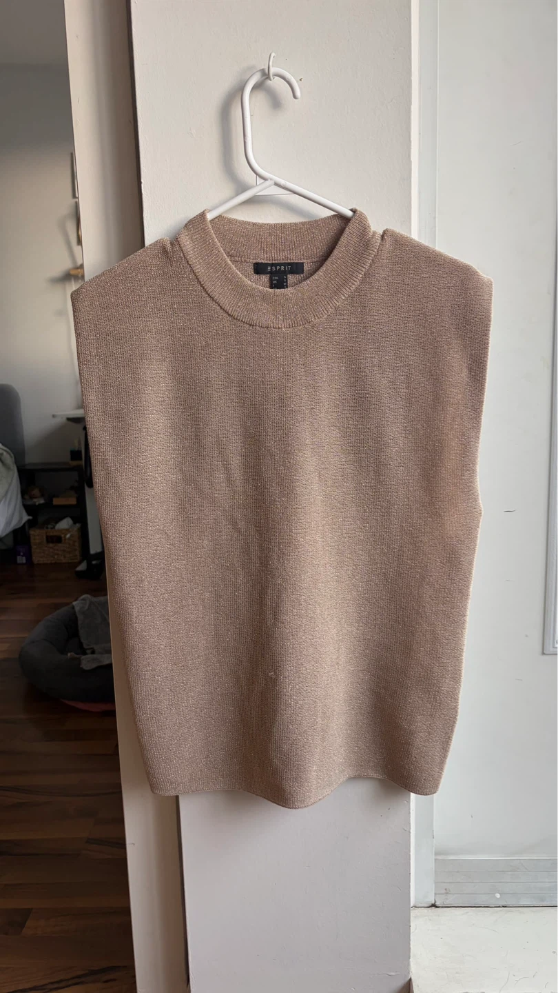 Esprit Women's Tan Sparkly Knit Sleeveless Top - Size S