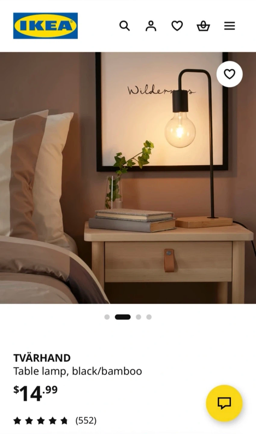IKEA Tvärhand Table Lamp - Black/Bamboo - photo 3