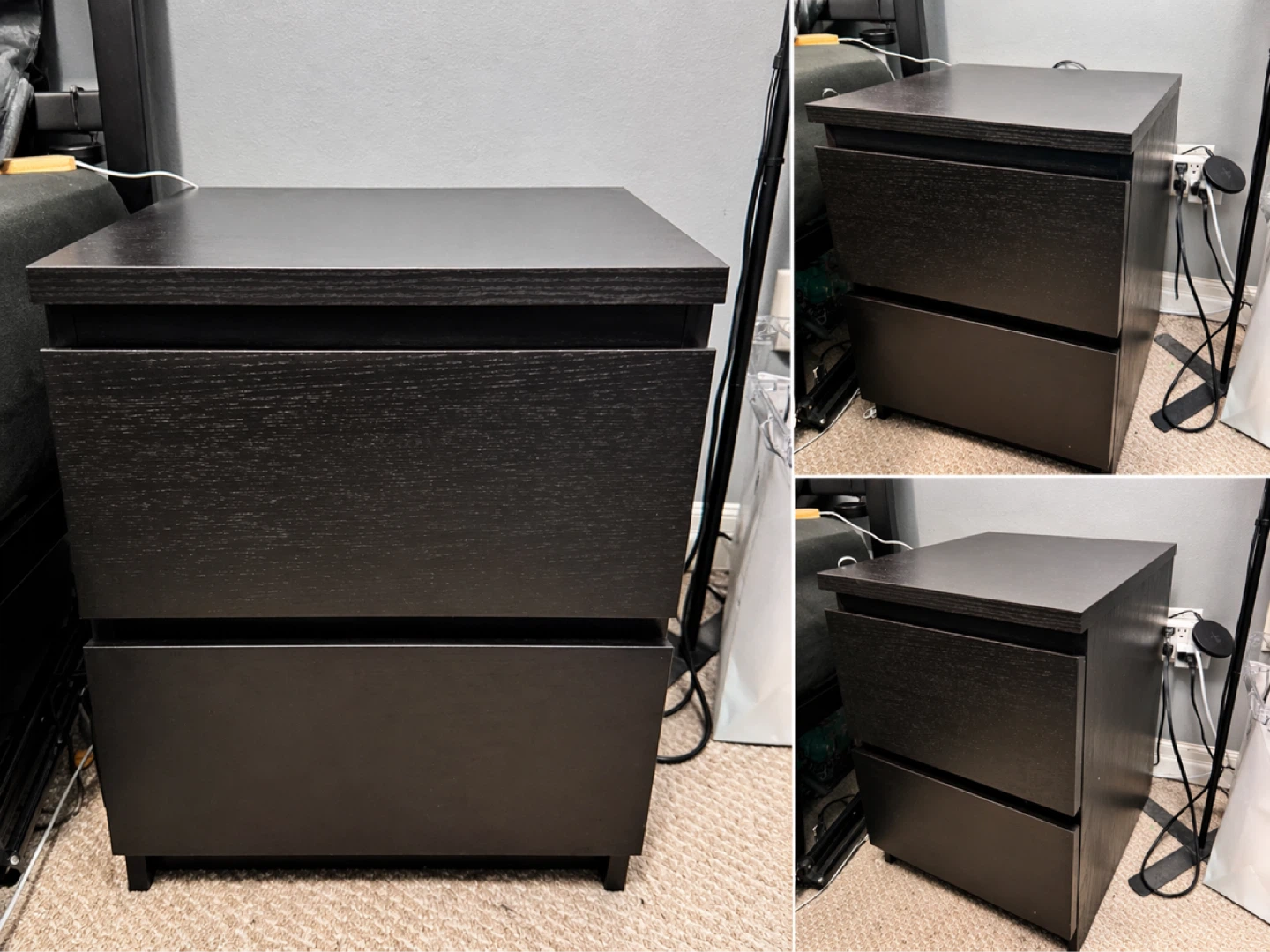 A pair of Dark Brown 2-Drawer Nightstand