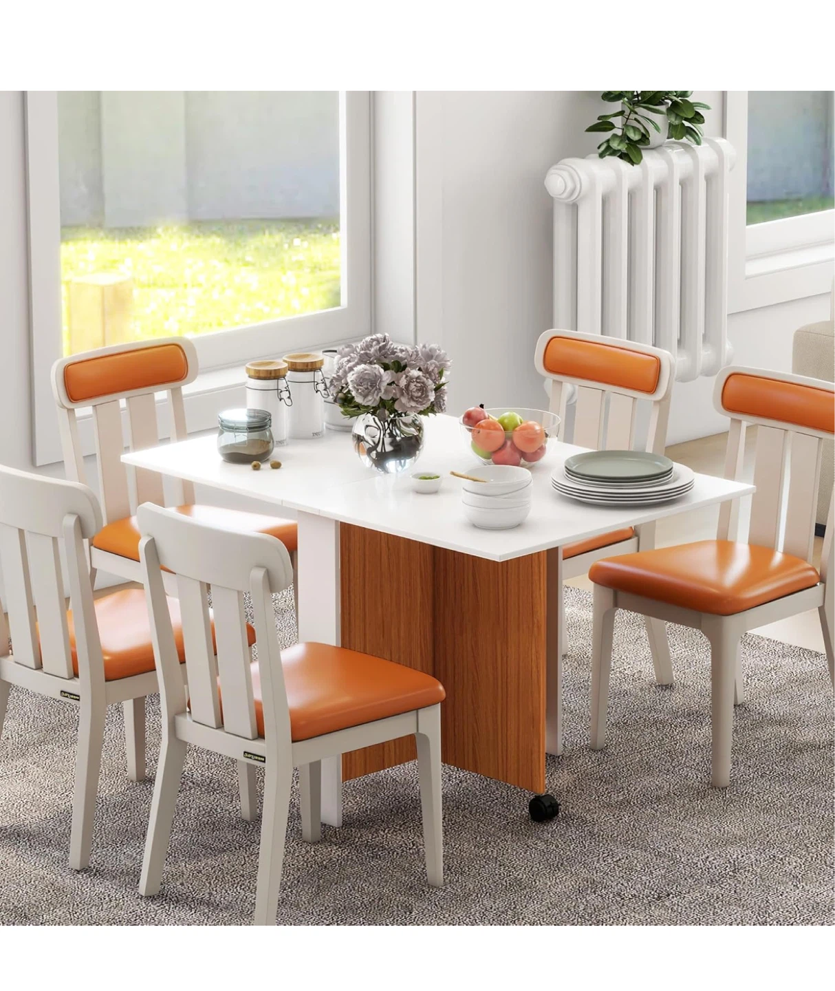 MOVING SALE✨ HOMCOM White Folding Dining Table with Wheels - photo 2