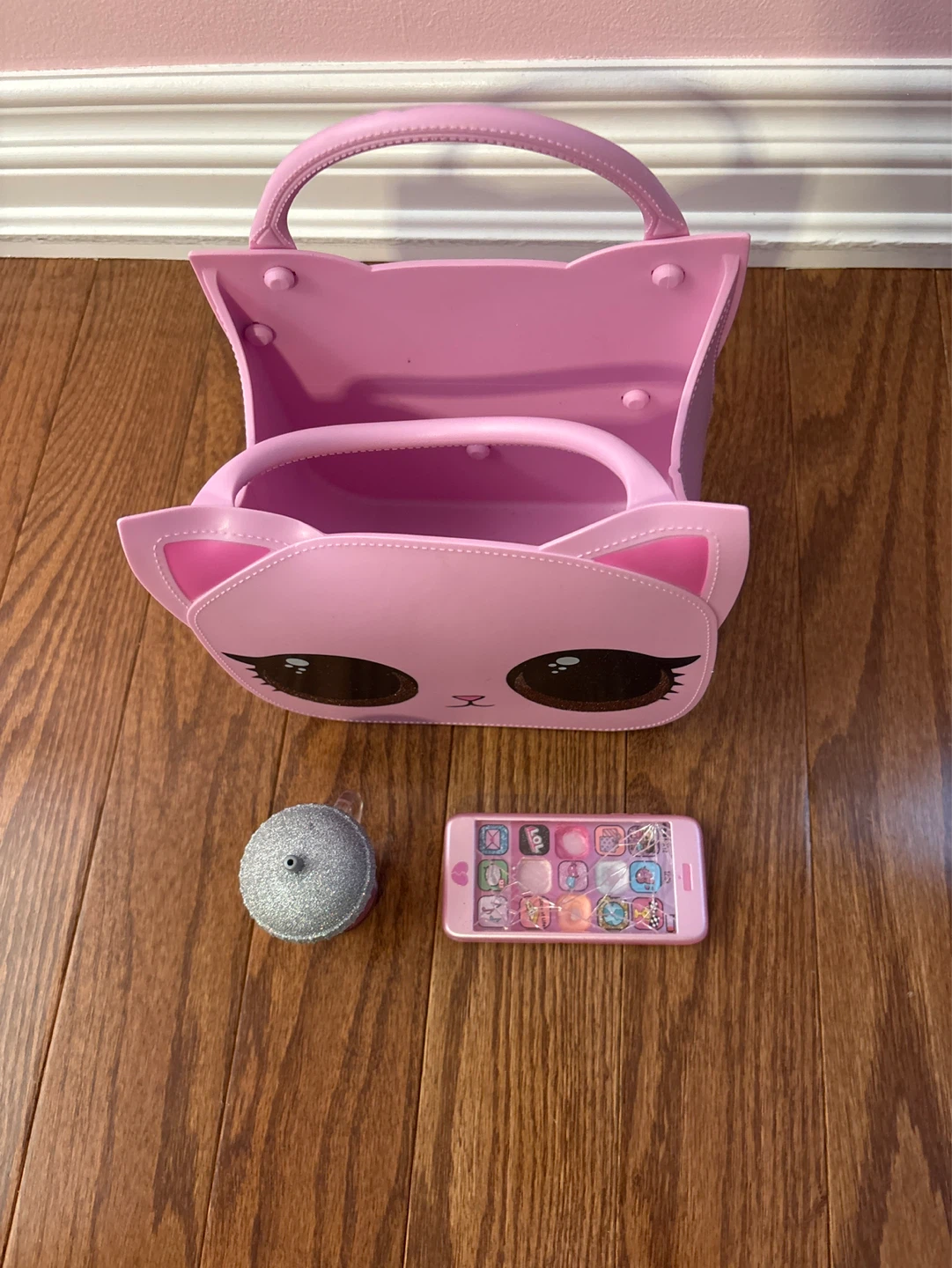 Pink Cat Purse with Toy Phone and Cup - photo 2