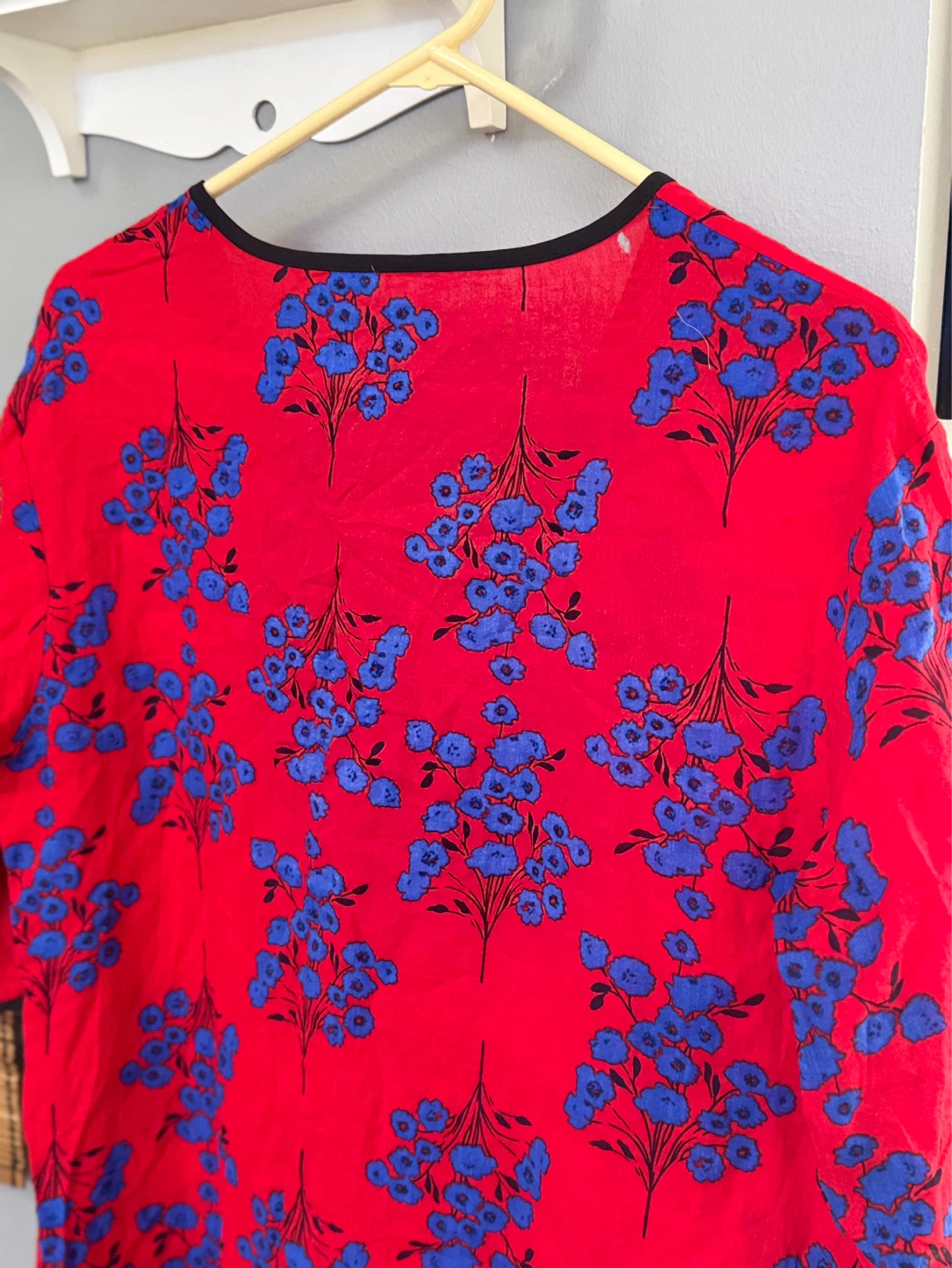 Red floral maxi dress with blue flowers - photo 4
