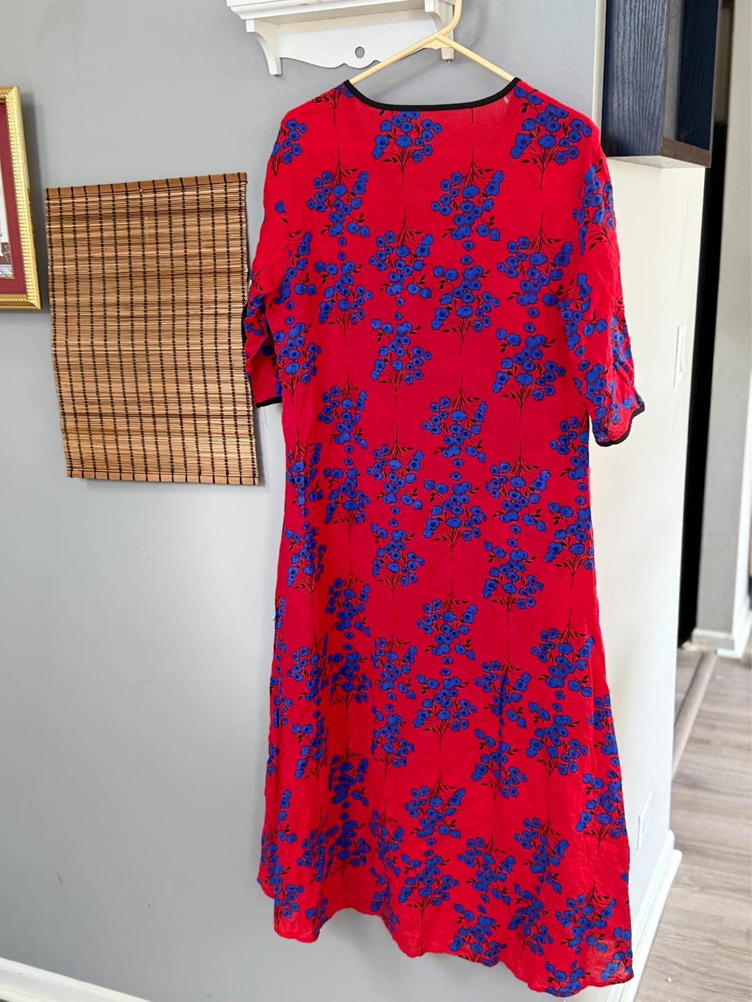 Red floral maxi dress with blue flowers - photo 3