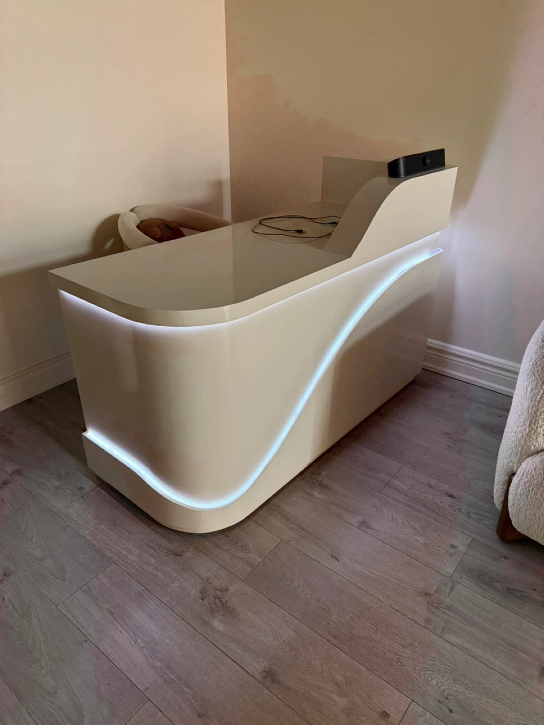 Curved Modern Desk with LED Lighting