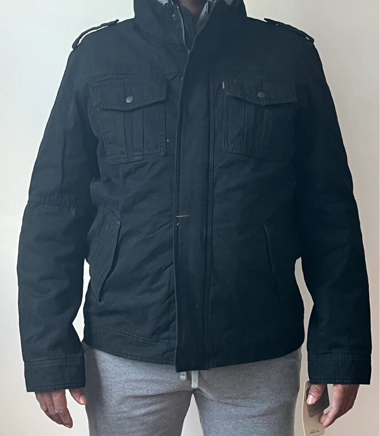 Levi's Men’s Black Sherpa Lined Two Pocket Hooded Trucker Jacket