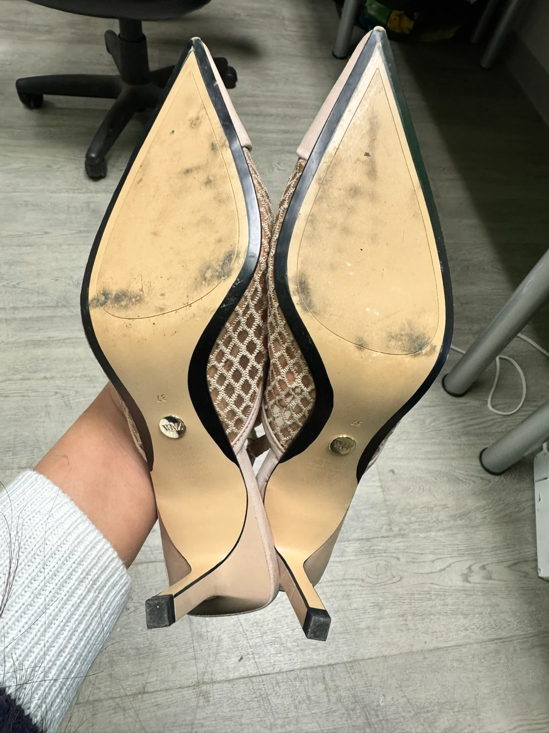 ZARA Women's Mesh Pointed Toe Heels Size 37 - photo 2