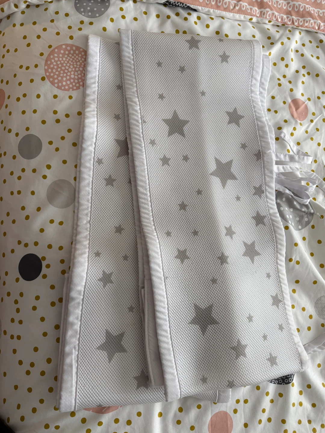 White and Grey Star Bed Bumper Pad
