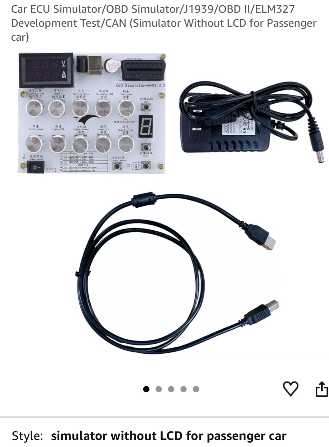 Simulator-B V1.3.2 Car ECU  Simulator/J1939/OBD II/ELM327 CE9