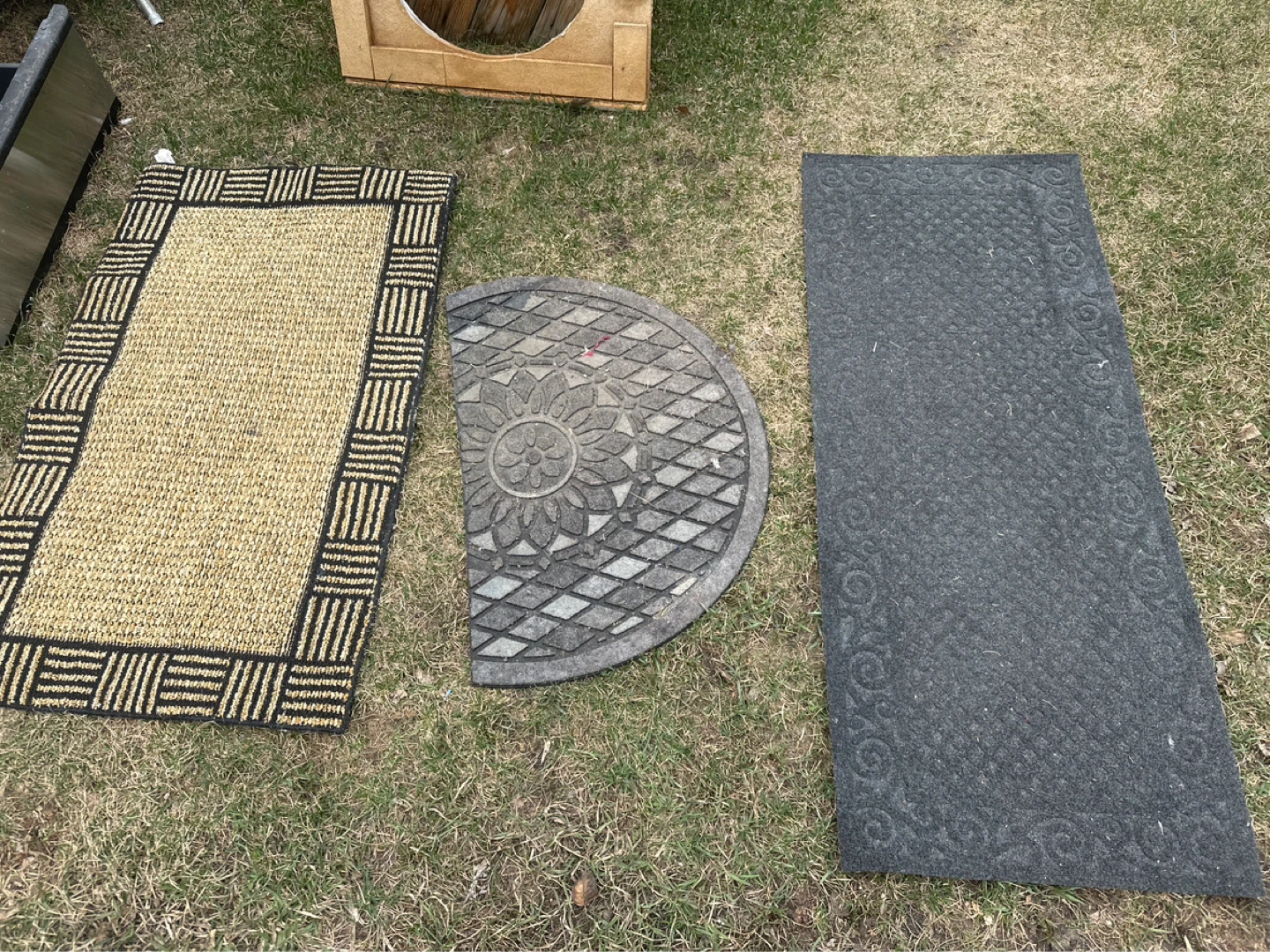 3 Doormats: 1 Jute Runner, 1 Half-Round, 1 Rectangle