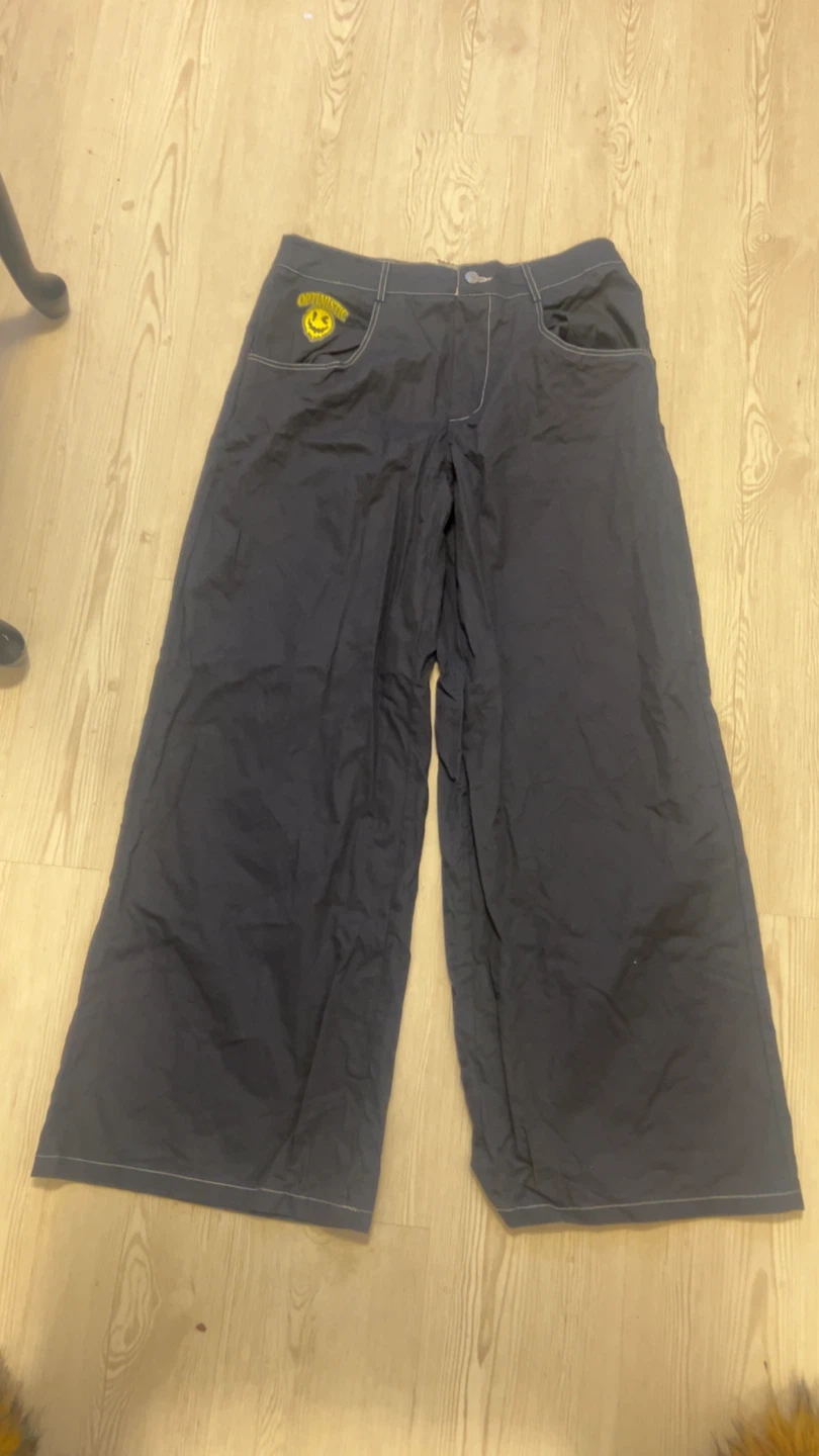 Navy blue Smiley Face Wide Leg Pants