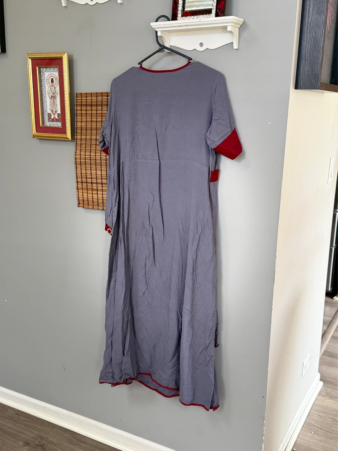 Gray & Red Dress with Decorative Buttons - photo 4
