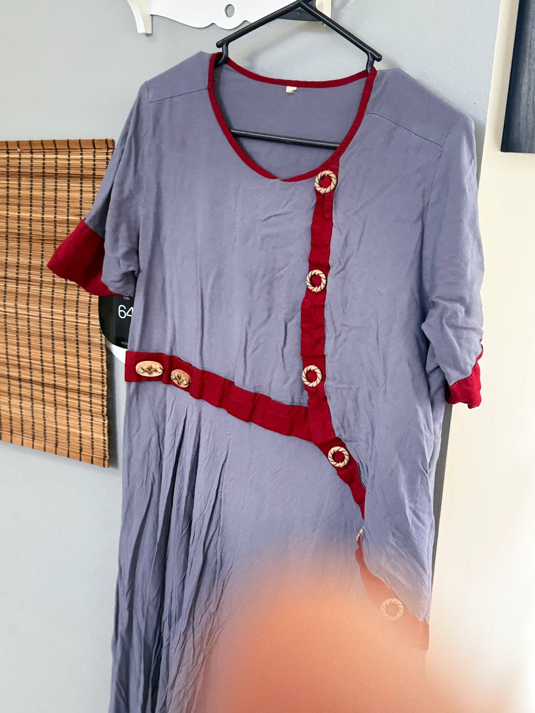Gray & Red Dress with Decorative Buttons - photo 2