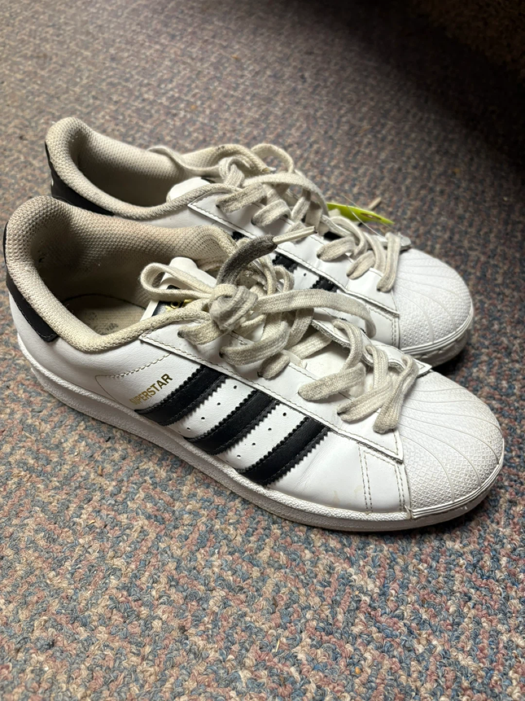 White and black adidas size 6