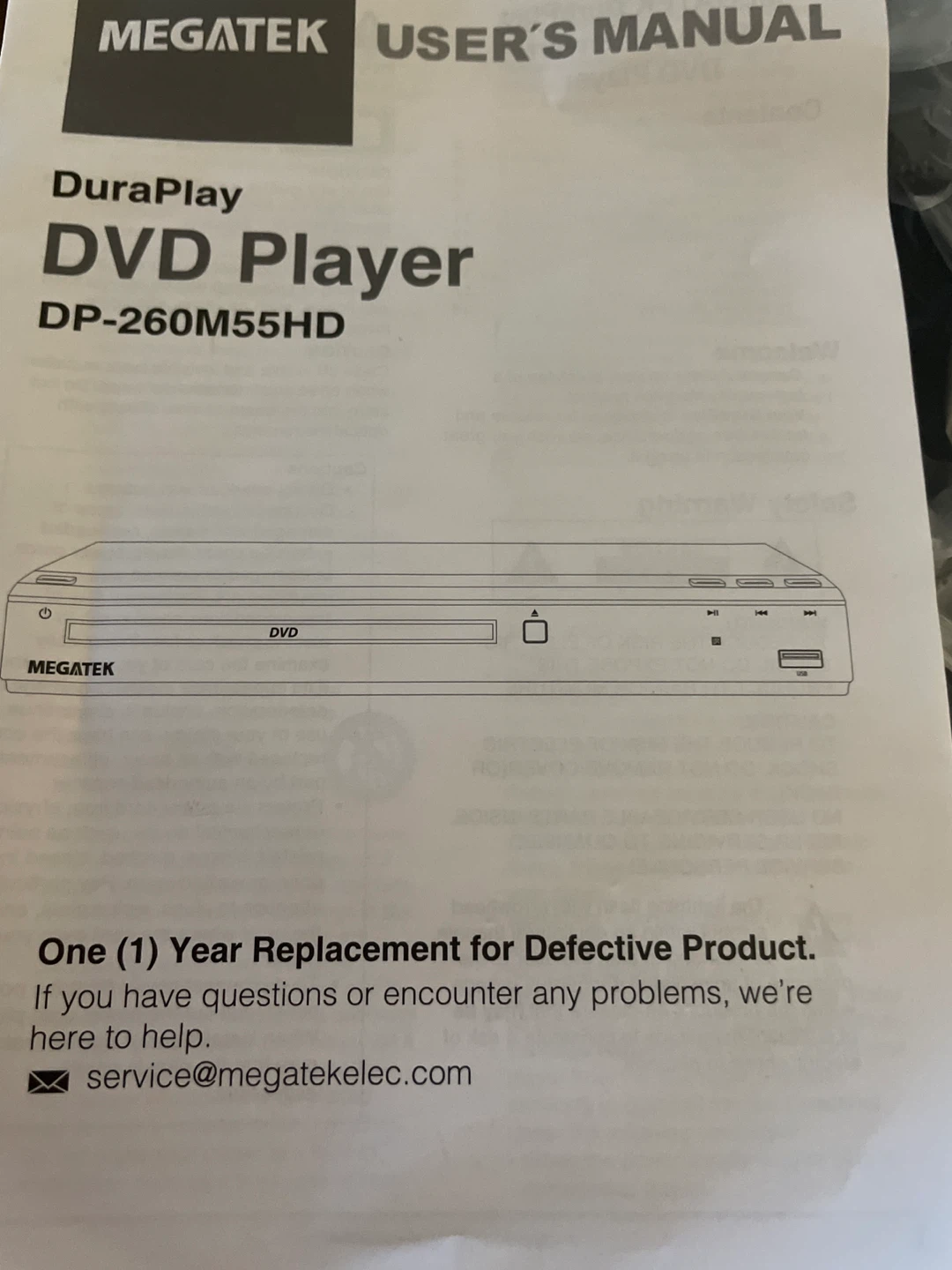 Megatek DuraPlay DP-260M55HD DVD Player with Remote - photo 3